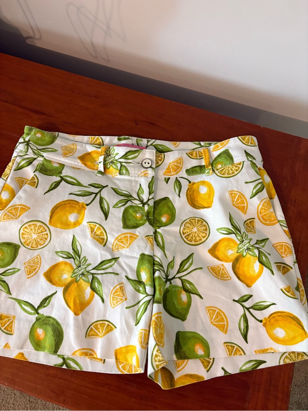 Lemon Lime Citrus Print Stretch Shorts Size 6
